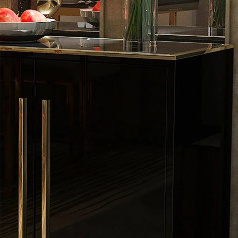 Luxor Black Glass-Top Buffet Sideboard