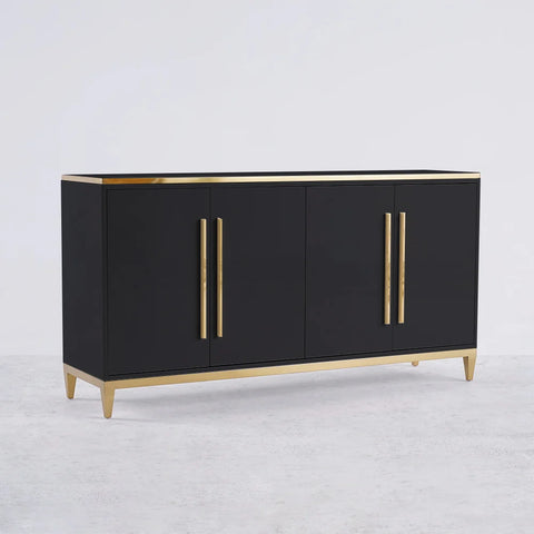 Luxor Black Glass-Top Buffet Sideboard