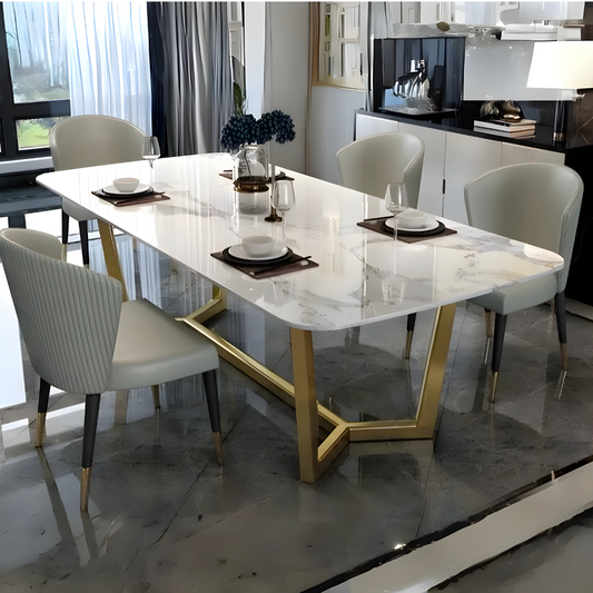 Vegas 8 Seater Marble Top Dining Table with SS Base