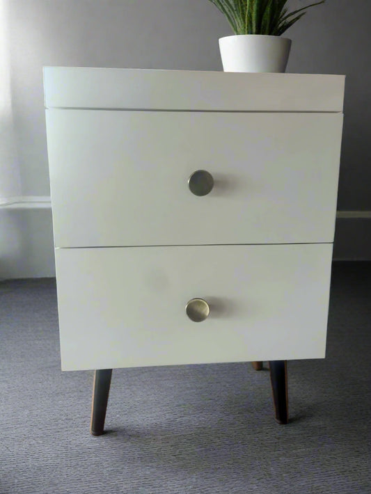 York Bedside Table In White Finish