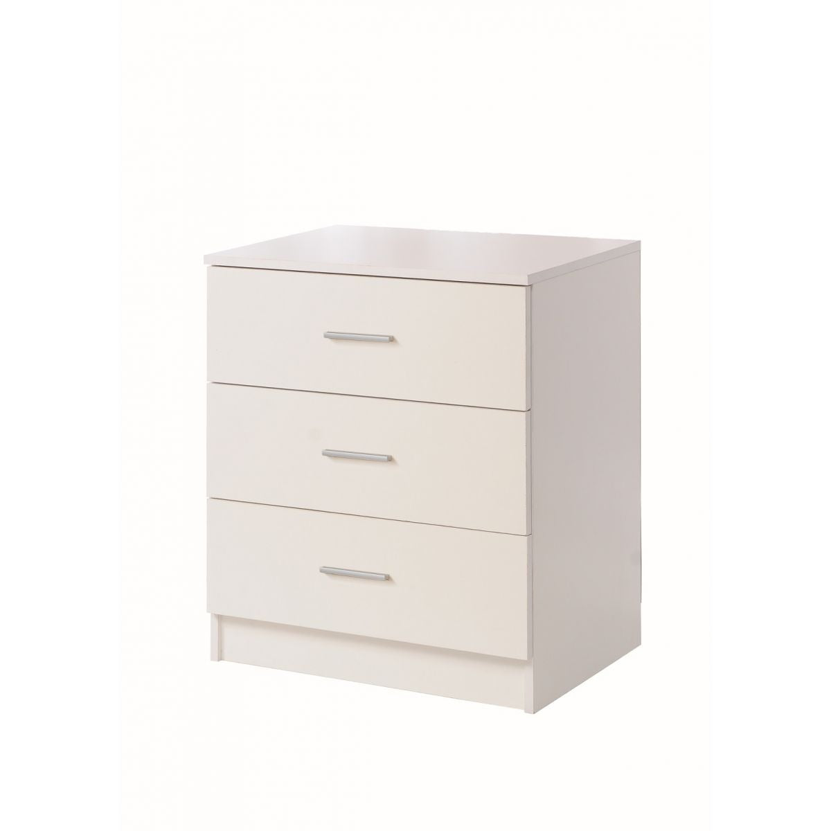 Helios Three Door  Bedside Table In White Finish