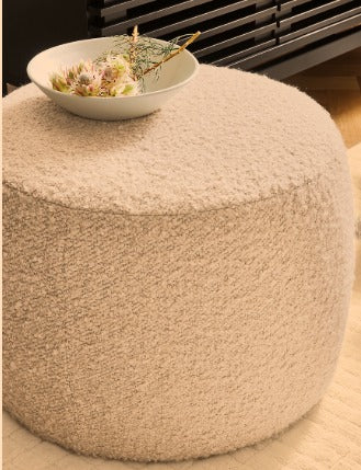 Hollis Round Ottoman In Premium Boucle Fabric