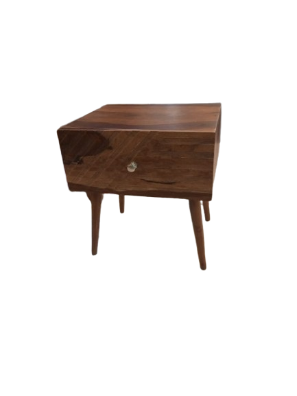 Original Gangster Bedside Side Table with Single Drawer in Sheesham Wood