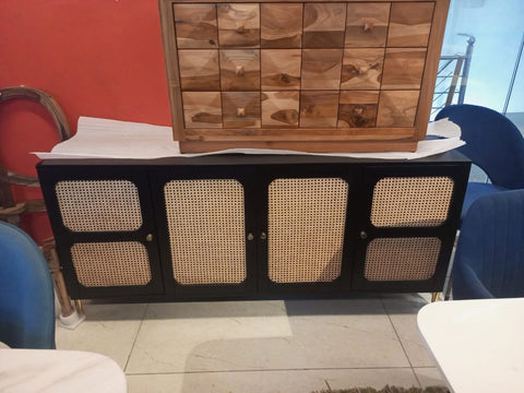 Sideboard in Solid Wood and Cane