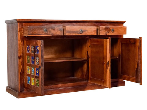 Henry Sheesham Wood Sideboard In Teak Finish