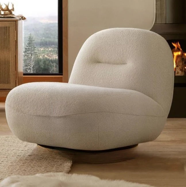 Italia Non Swivel Louneg Chair in Boucle Fabric