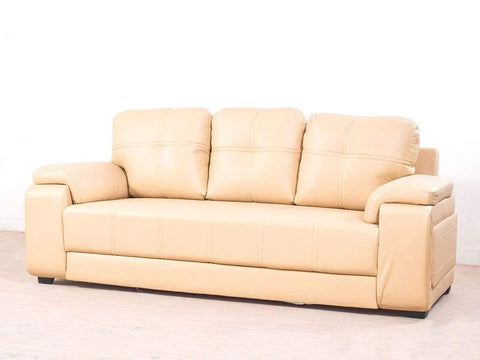 Marina Sofa In Leatherette in Cream Color