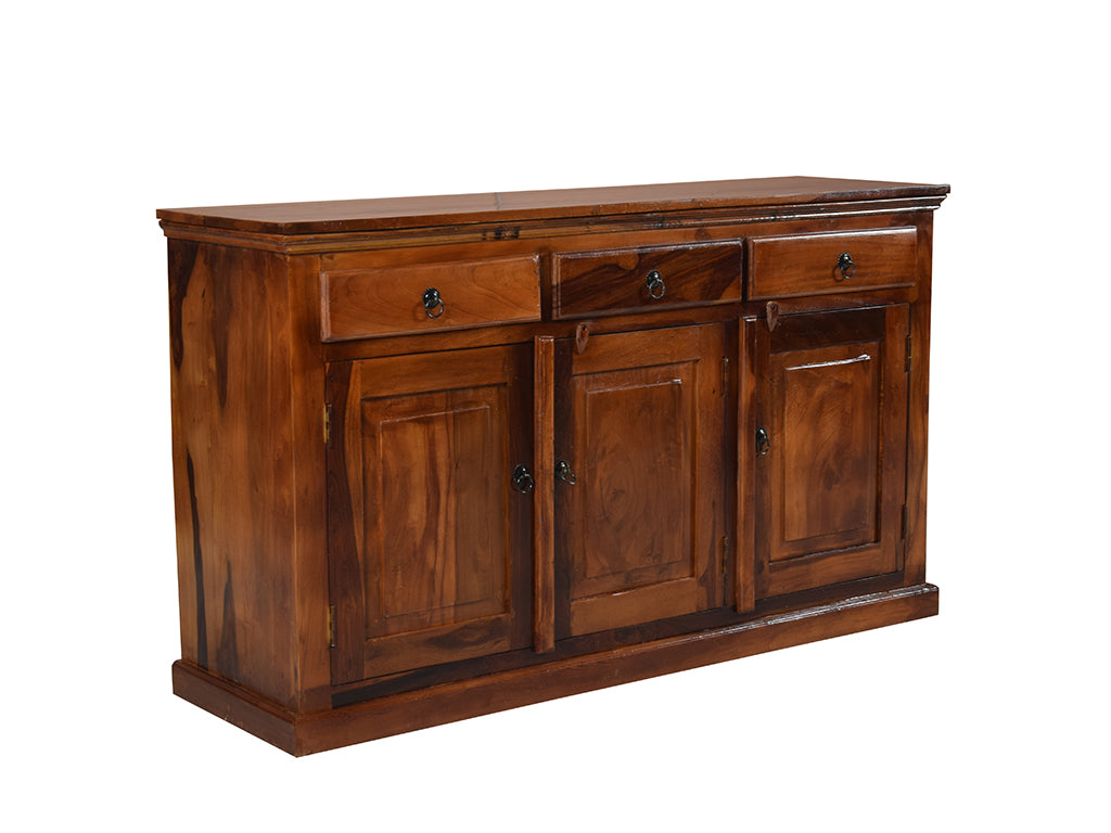 Cleone Rustic Solid Wood Sideboard In Teak Finish