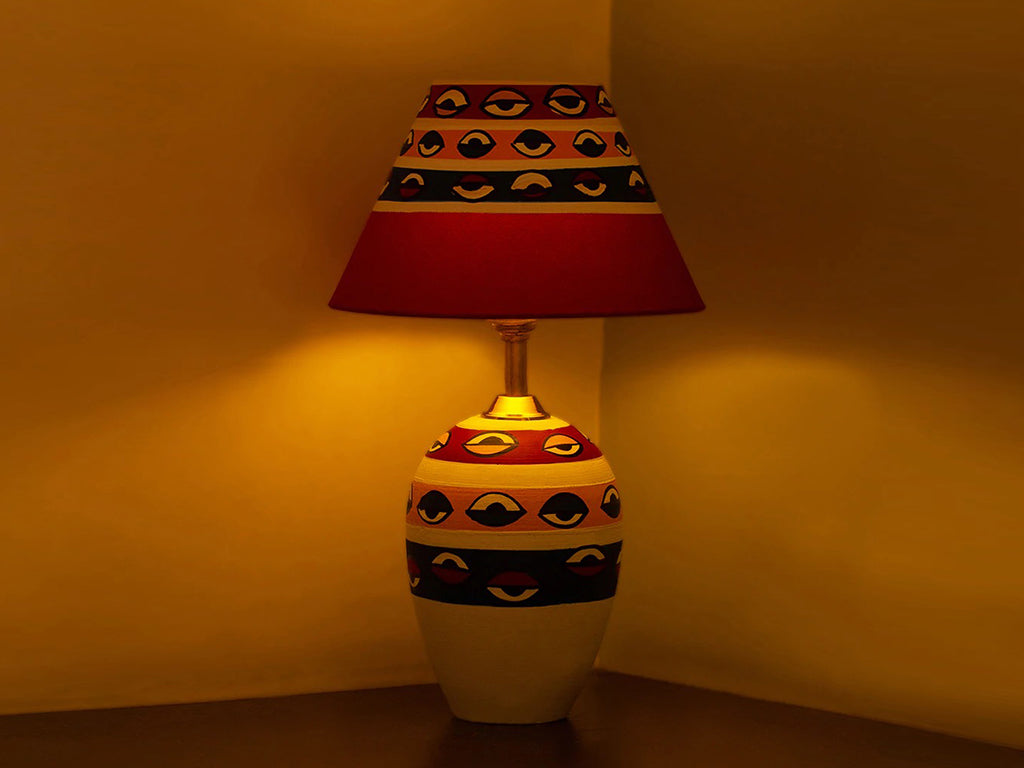 River Hand-painted Tappered Terracotta Table Lamp