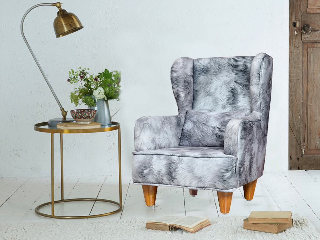 Grey suede accent online chair