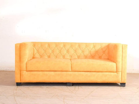 Windsor Three Seater Sofa In Premium Yellow Casa Bonita Fabric GMC Standard Sofa FN-GMC-006081